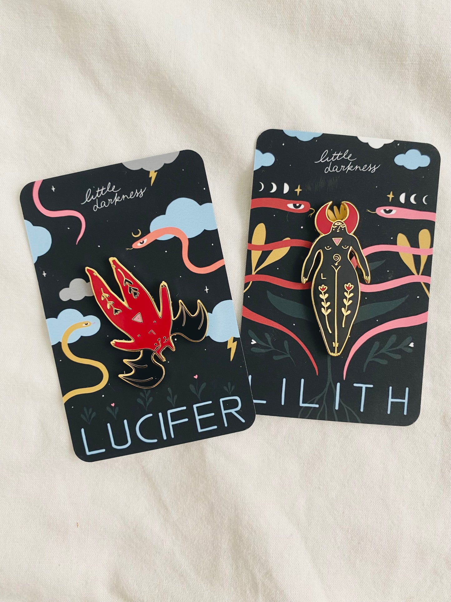 Lilith & Lucifer Enamel Pins