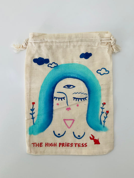 The High Priestess Painted Tarot Bag