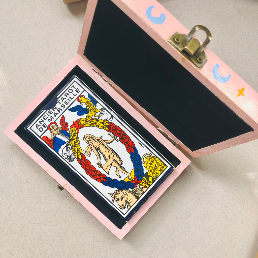 Painted Tarot Box - Pink