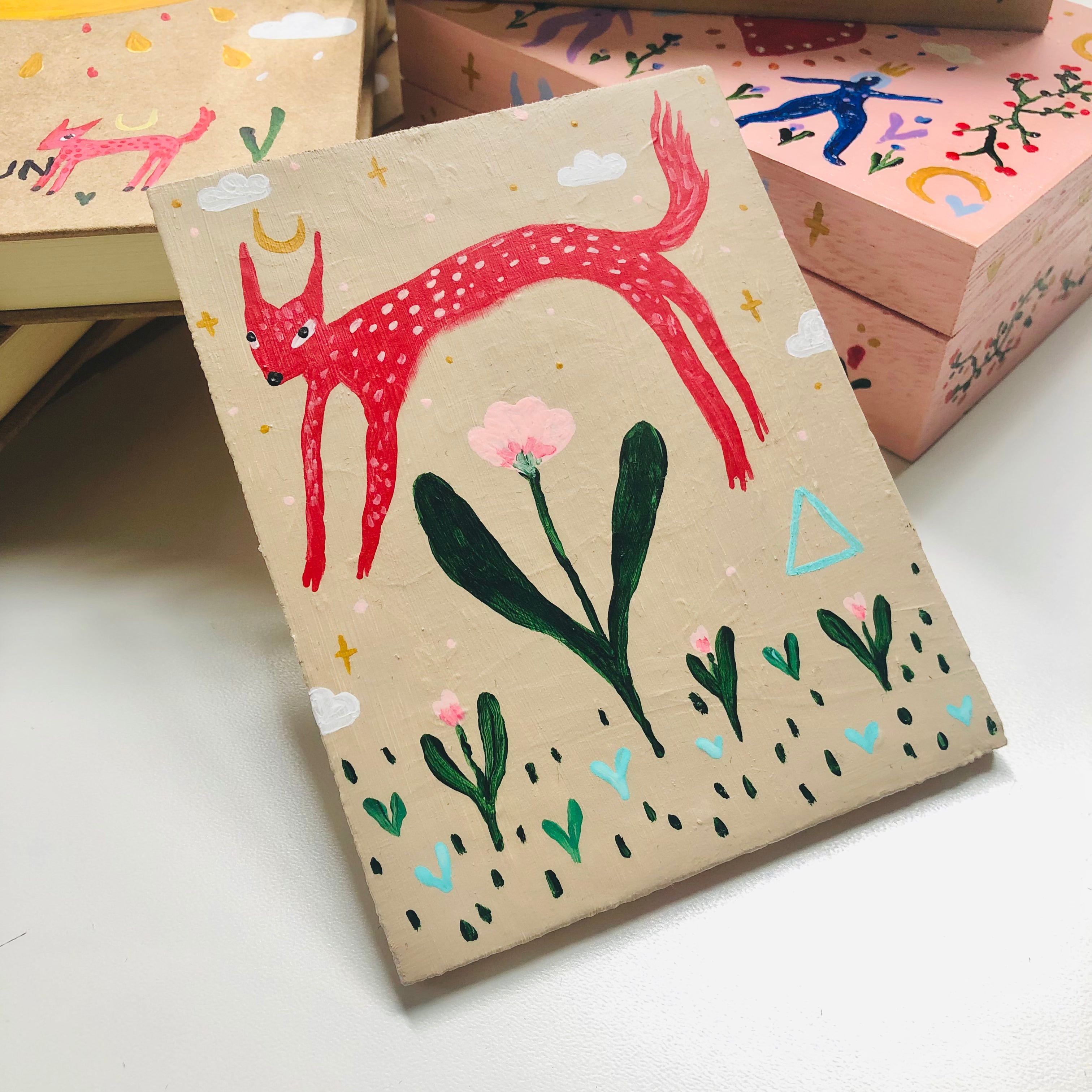 Red Wolf Mini Painting