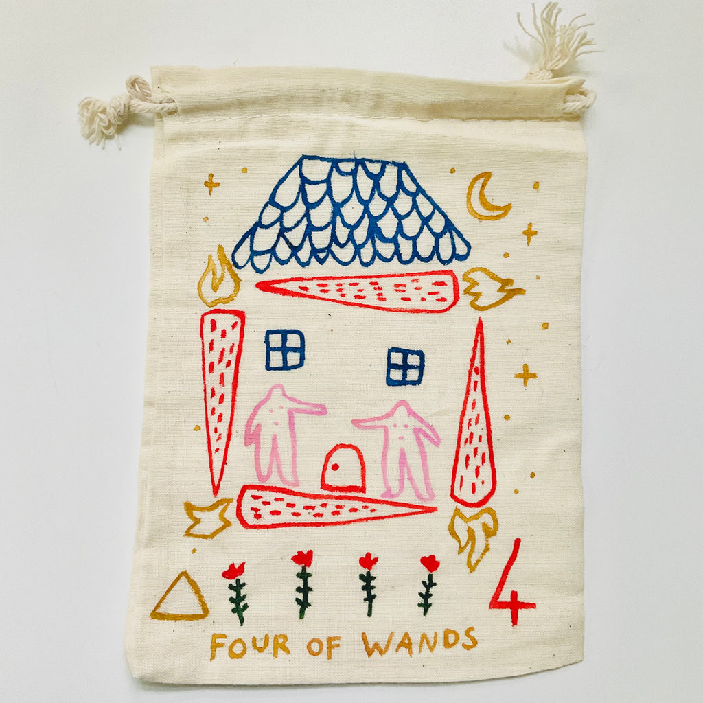 Four of Wands Painted Tarot Bag