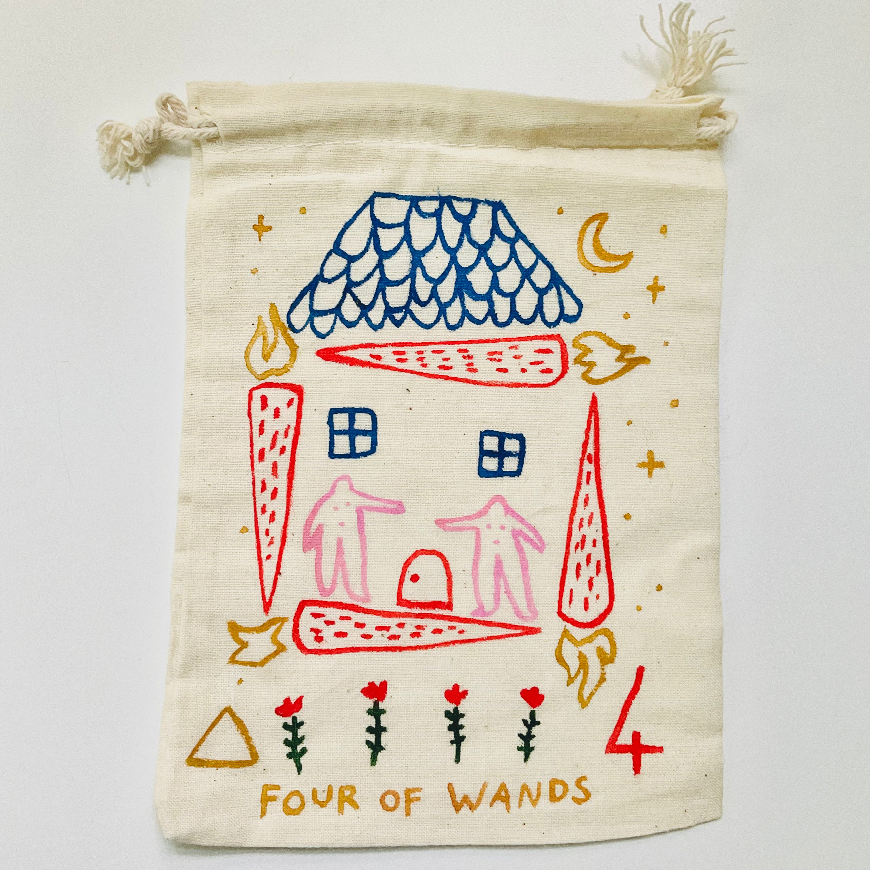 Four of Wands Painted Tarot Bag