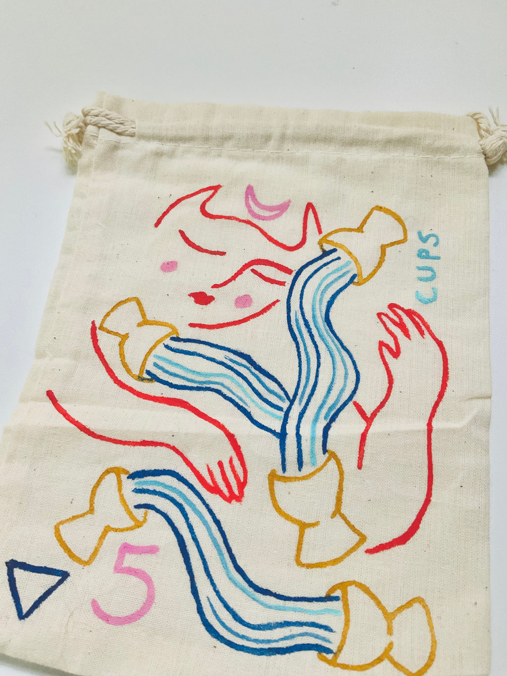 Five of Cups Painted Tarot Bag