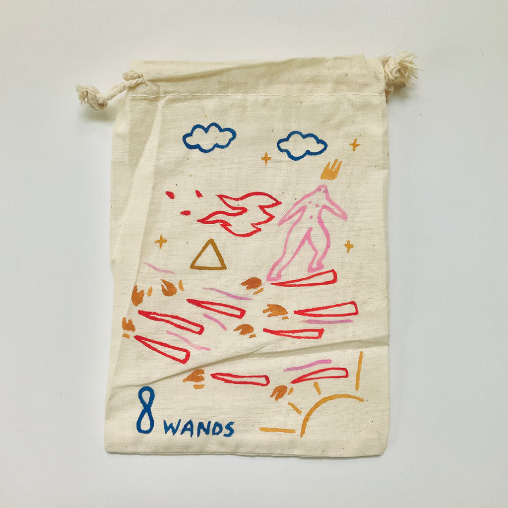 Eight of Wands Painted Tarot Bag