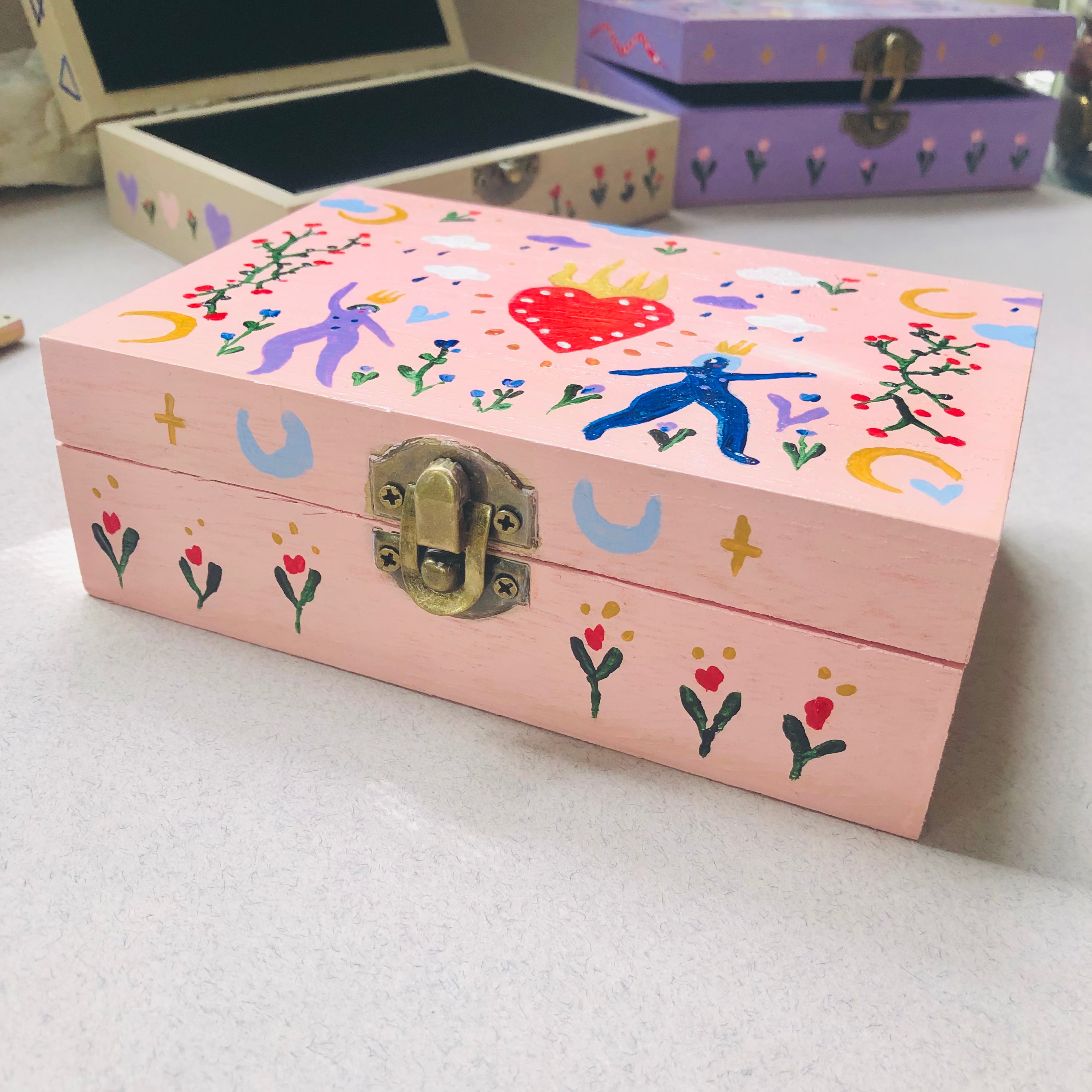 Painted Tarot Box - Pink