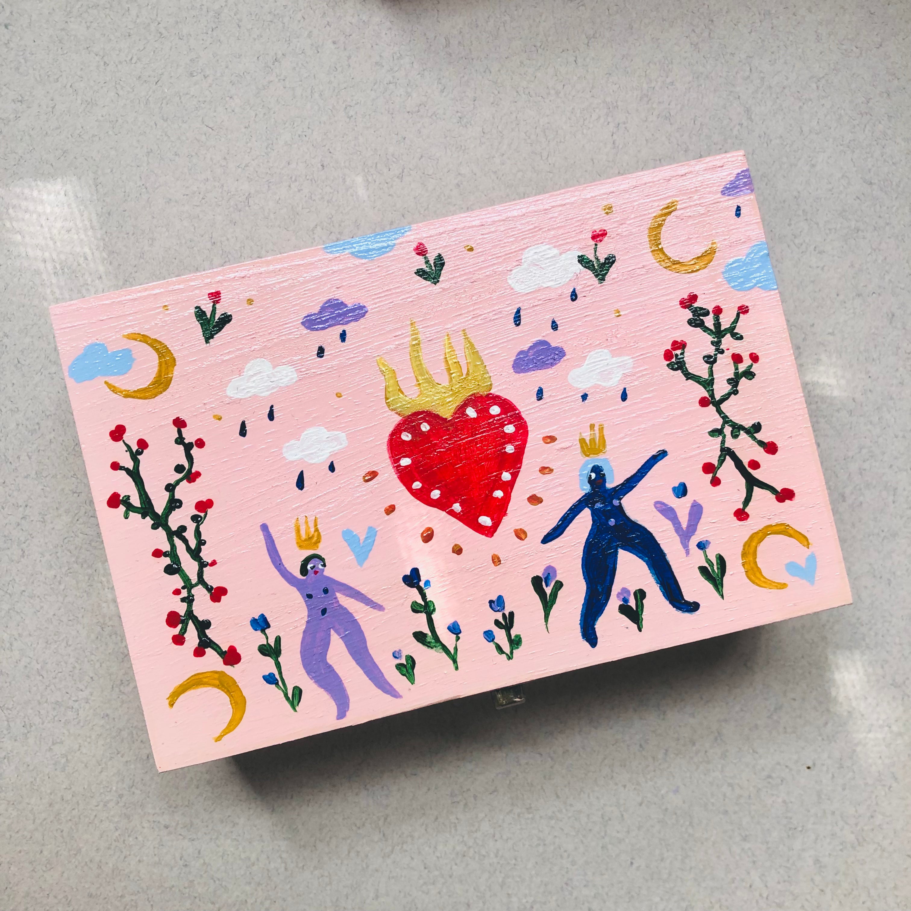 Painted Tarot Box - Pink