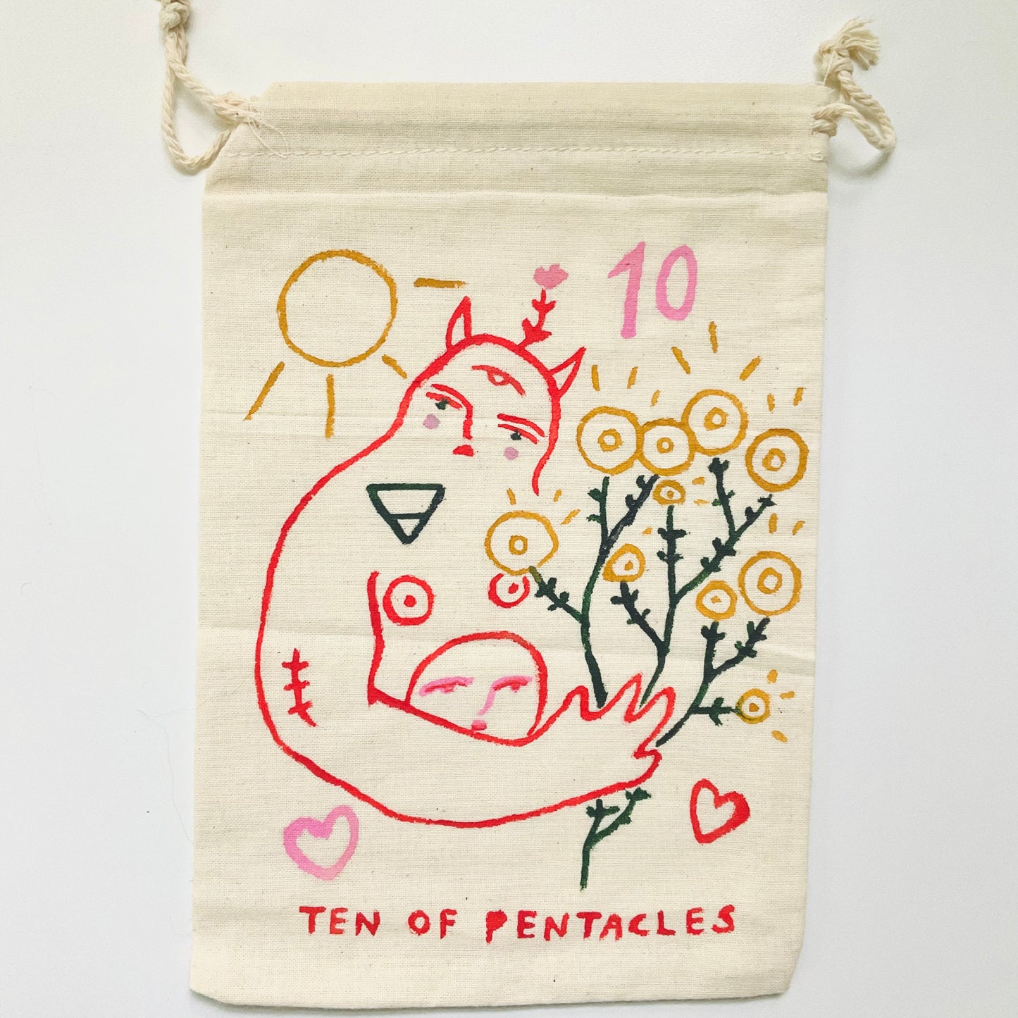 Ten of Pentacles Painted Tarot Bag