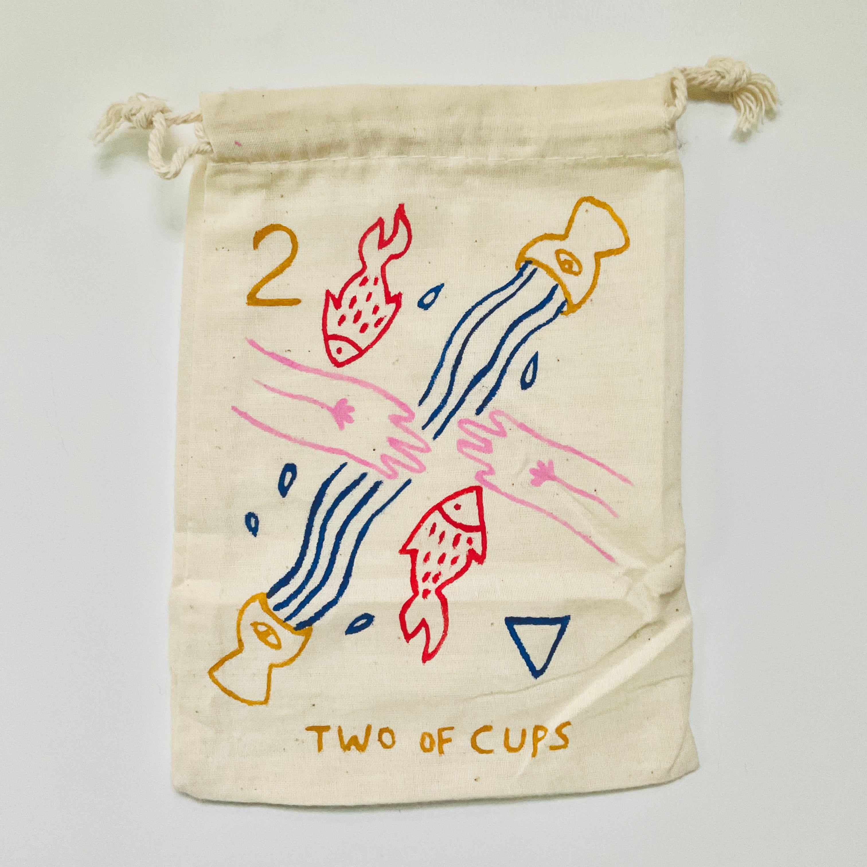 Two of Cups Painted Tarot Bag