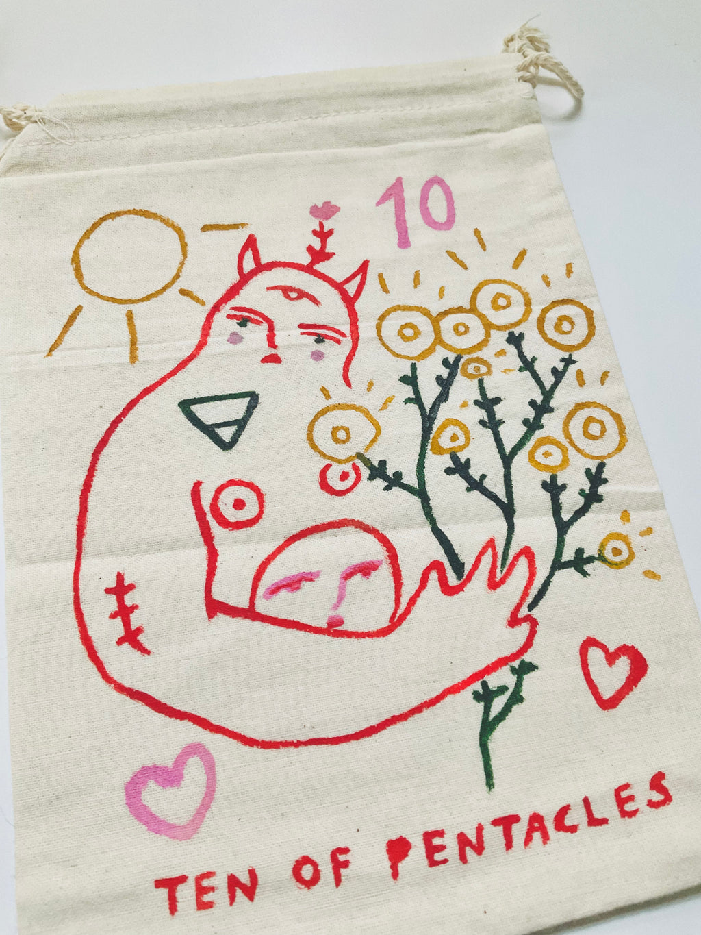 Ten of Pentacles Painted Tarot Bag